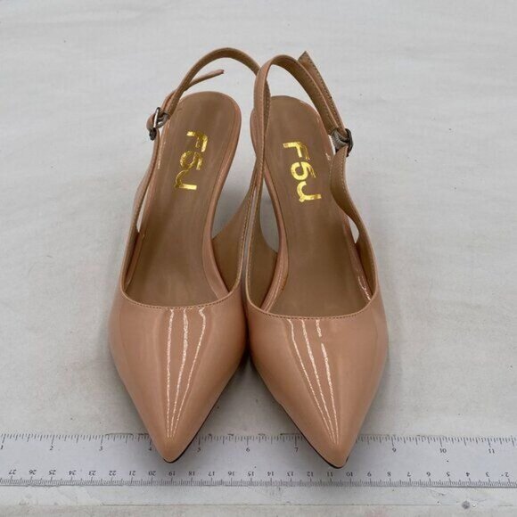 FSJ Women Classic High Heels Slingback Pumps Formal Dress Shoe Pointy Toe Office - Picture 3 of 8